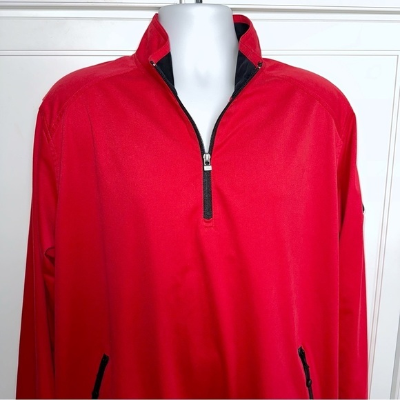 Greg Norman Golf Jacket Pullover 1/3 Zip Windproof Sz Large Red Water Repellent - Picture 4 of 12